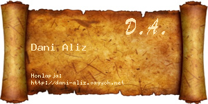 Dani Aliz névjegykártya